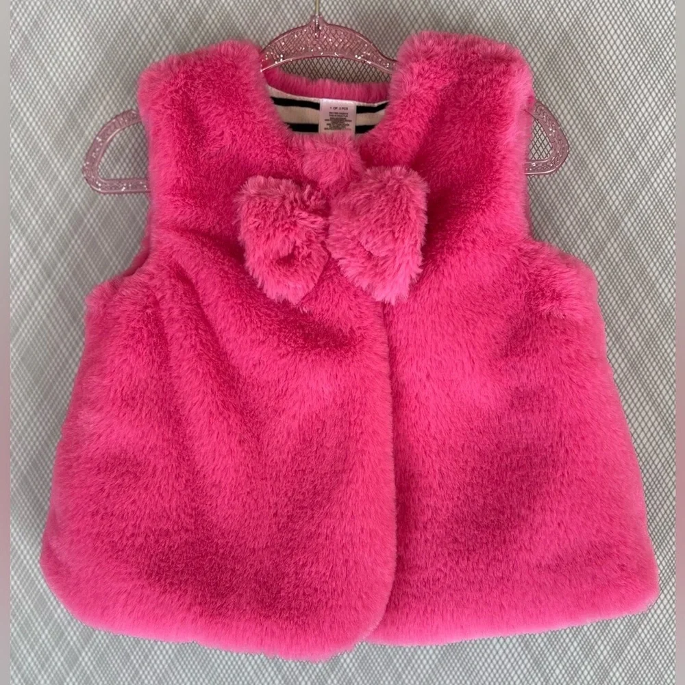 Girls reversible pink faux Vest w/bow (Size 12m)
